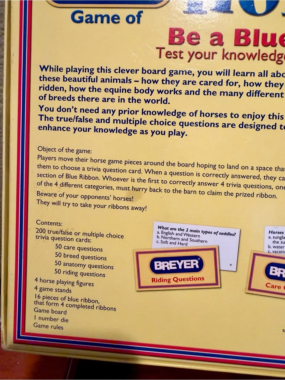 Breyer Horse Sense Board Game – Complete – Never Played – 2001 Edition